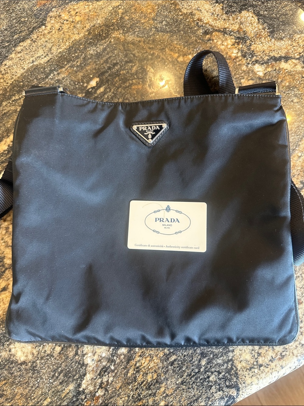 Large authentic nylon prada crossbody in black